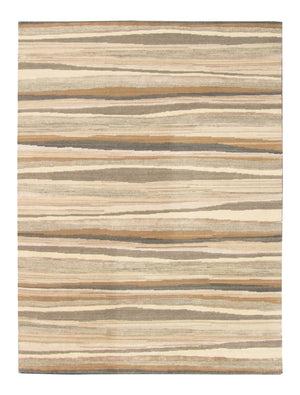 Homeroots 9' X 12' Beige And Brown Wool Abstract Stripe Hand Loomed Area Rug  Wool 554683