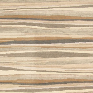 Homeroots 9' X 12' Beige And Brown Wool Abstract Stripe Hand Loomed Area Rug  Wool 554683