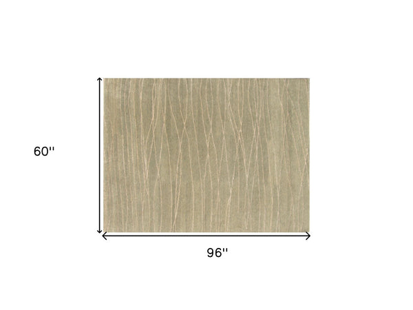 Homeroots 5' X 8' Beige Wool Abstract Lines Hand Loomed Area Rug  Wool 554684