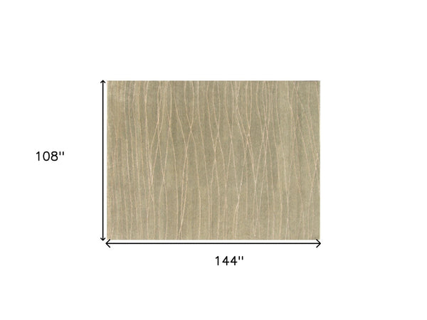 Homeroots 9' X 12' Beige Wool Abstract Lines Hand Loomed Area Rug  Wool 554685