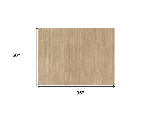 Homeroots 5' X 8' Beige Wool Abstract Hand Loomed Area Rug  Wool 554686