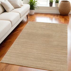 Homeroots 5' X 8' Beige Wool Abstract Hand Loomed Area Rug  Wool 554686