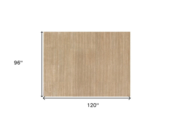 Homeroots 8' X 10' Beige Wool Abstract Lines Hand Loomed Area Rug  Wool 554687