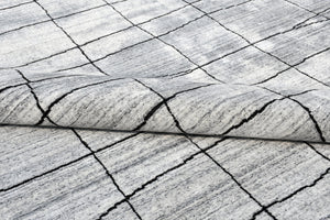 Homeroots 6' X 9' Gray And Black Wool Abstract Geometric Hand Loomed Area Rug  Wool Blend 554689