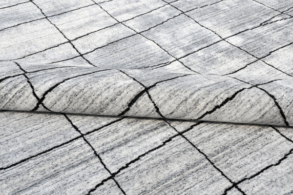 Homeroots 6' X 9' Gray And Black Wool Abstract Geometric Hand Loomed Area Rug  Wool Blend 554689