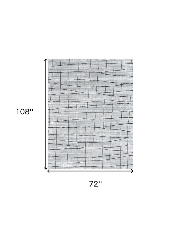 Homeroots 6' X 9' Gray And Black Wool Abstract Geometric Hand Loomed Area Rug  Wool Blend 554689