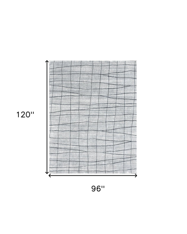 Homeroots 8' X 10' Gray And Black Wool Abstract Geometric Hand Loomed Area Rug  Wool Blend 554690