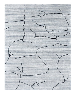 Homeroots 5' X 8' Gray And Black Abstract Hand Loomed Area Rug  Wool Blend 554691