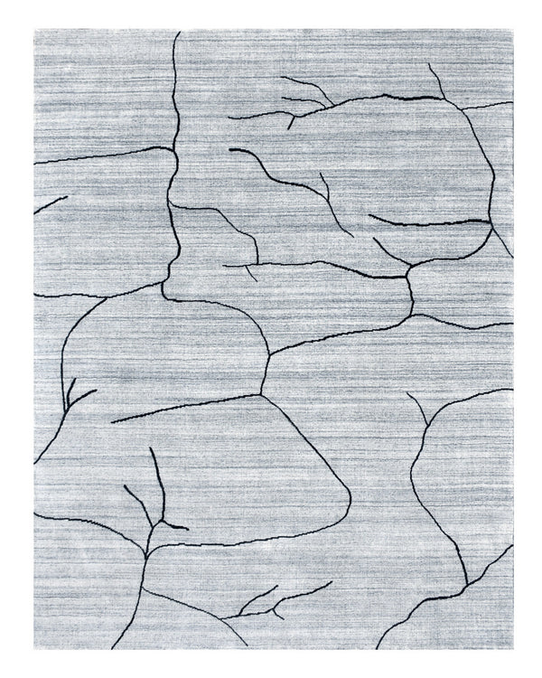 Homeroots 5' X 8' Gray And Black Abstract Hand Loomed Area Rug  Wool Blend 554691