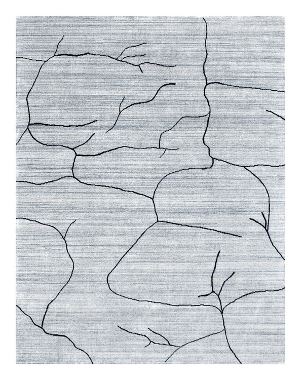 Homeroots 6' X 9' Gray And Black Abstract Hand Loomed Area Rug  Wool Blend 554692