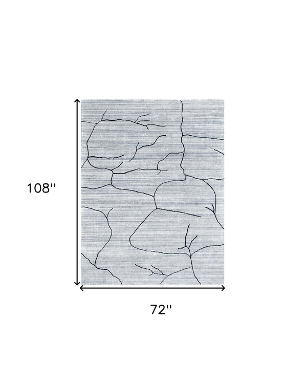 Homeroots 6' X 9' Gray And Black Abstract Hand Loomed Area Rug  Wool Blend 554692