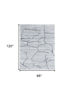 Homeroots 8' X 10' Gray And Black Abstract Hand Loomed Area Rug  Wool Blend 554693