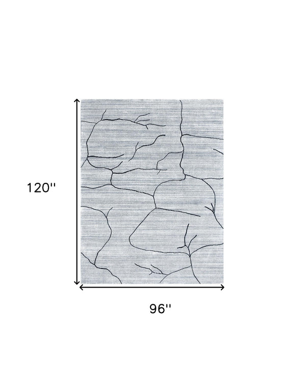 Homeroots 8' X 10' Gray And Black Abstract Hand Loomed Area Rug  Wool Blend 554693