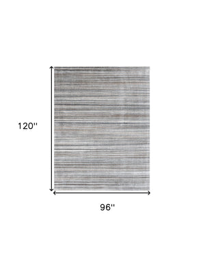 Homeroots 8' X 10' Gray Wool Blend Abstract Stripe Hand Loomed Area Rug  Wool Blend 554694