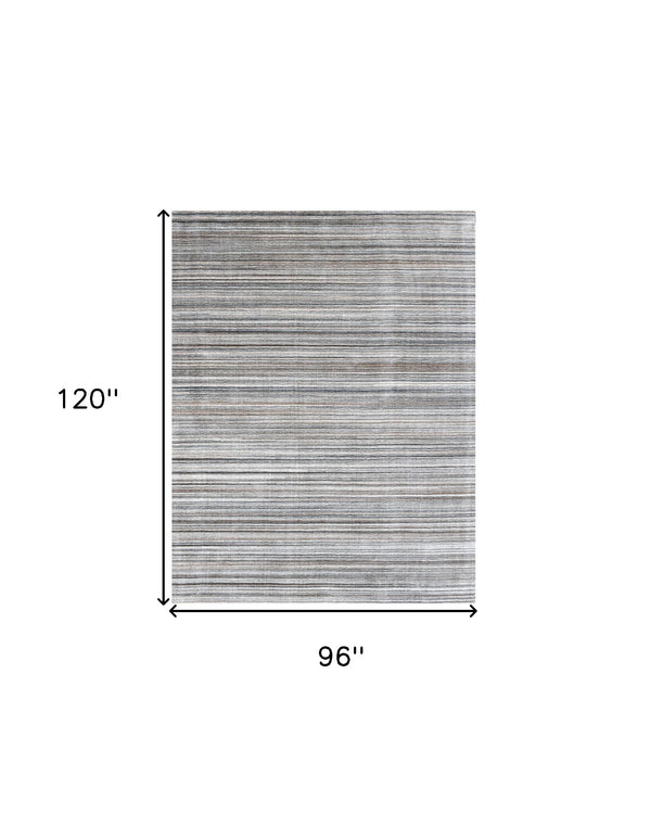 Homeroots 8' X 10' Gray Wool Blend Abstract Stripe Hand Loomed Area Rug  Wool Blend 554694