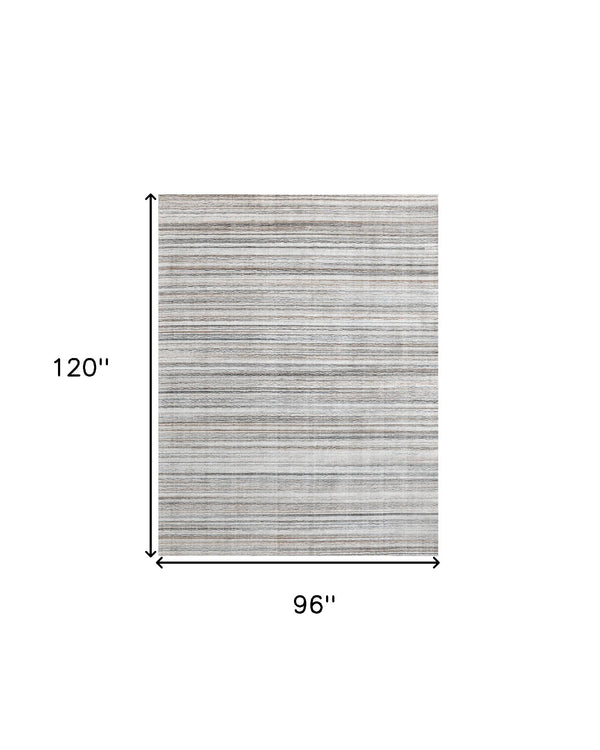 Homeroots 8' X 10' Beige And Gray Wool Blend Abstract Lines Hand Loomed Area Rug  Wool Blend 554695