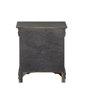 English Elm Dark Grey Romantic 2-Drawer Nightstand with Luxurious Pulls, Solid Pine Build, Classic Moldings B062P209407