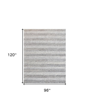 Homeroots 8' X 10' Beige And Gray Wool Blend Striped Hand Loomed Area Rug  Wool Blend 554696