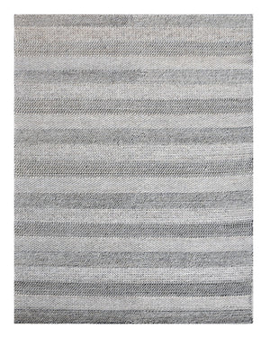 HomeRoots 8' X 10' Hand Loomed Wool Blend Striped Area Rug - Cozy, Unique Design for Modern Interiors Beige, Gray 554697