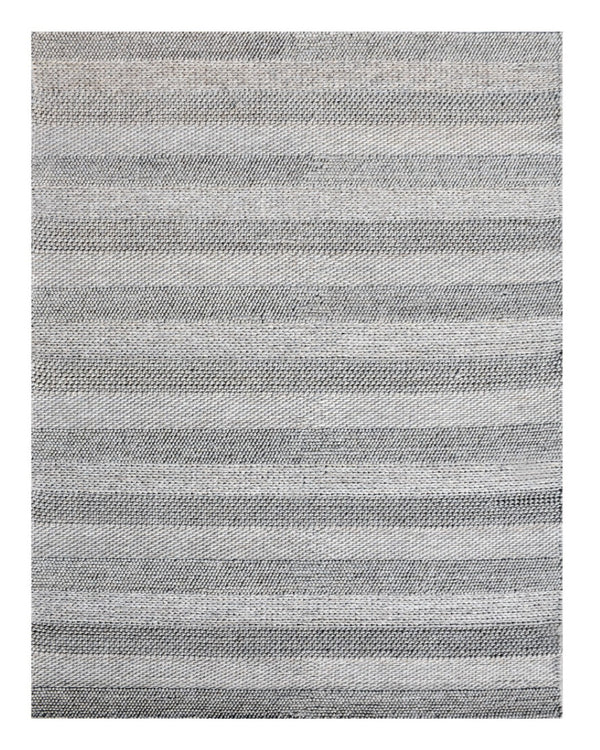 HomeRoots 8' X 10' Hand Loomed Wool Blend Striped Area Rug - Cozy, Unique Design for Modern Interiors Beige, Gray 554697
