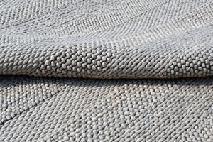HomeRoots 8' X 10' Hand Loomed Wool Blend Striped Area Rug - Cozy, Unique Design for Modern Interiors Beige, Gray 554697