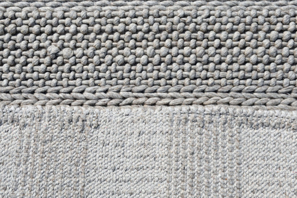 HomeRoots 8' X 10' Hand Loomed Wool Blend Striped Area Rug - Cozy, Unique Design for Modern Interiors Beige, Gray 554697
