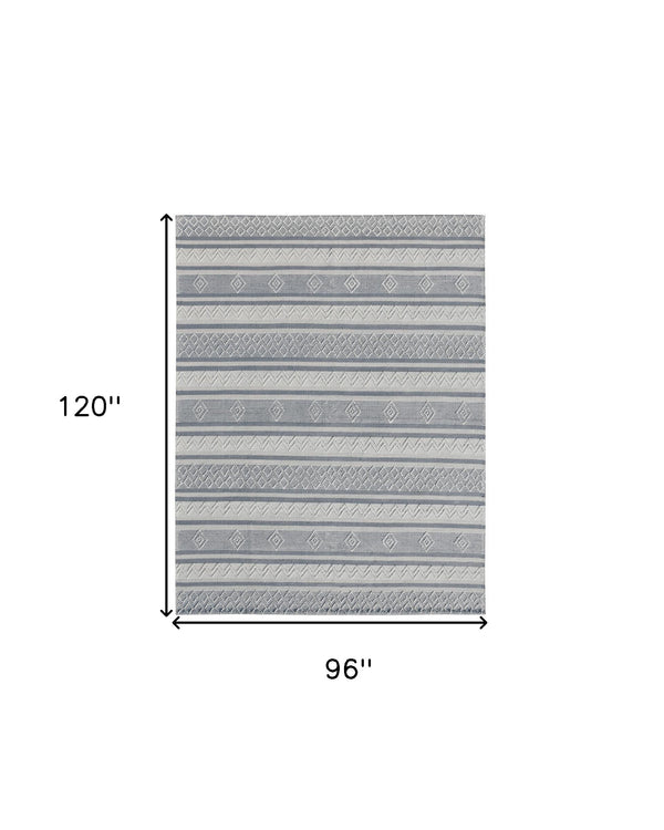 Homeroots 8' X 10' Light Gray And Dark Gray Geometric Hand Loomed Area Rug  Wool Blend 554698