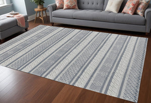 Homeroots 8' X 10' Light Gray And Dark Gray Geometric Hand Loomed Area Rug  Wool Blend 554698