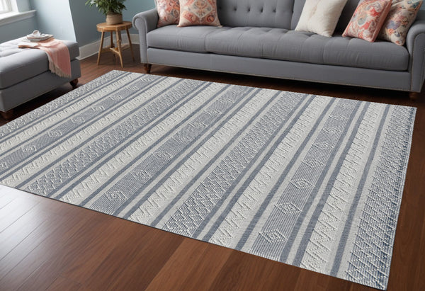 Homeroots 8' X 10' Light Gray And Dark Gray Geometric Hand Loomed Area Rug  Wool Blend 554698