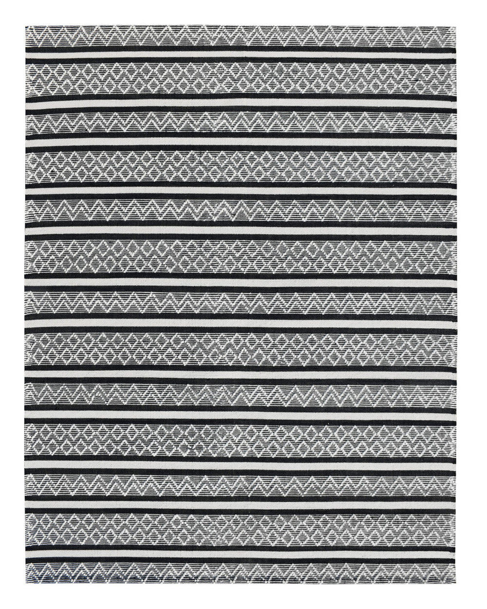 Homeroots 8' X 10' Black And White Wool Geometric Stripe Hand Loomed Area Rug  Wool 554699