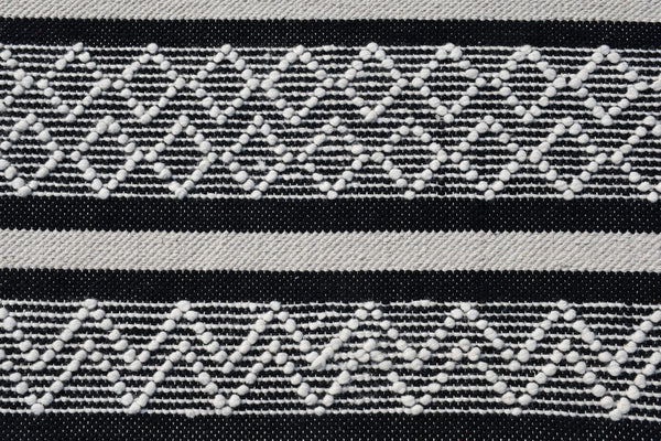 Homeroots 8' X 10' Black And White Wool Geometric Stripe Hand Loomed Area Rug  Wool 554699