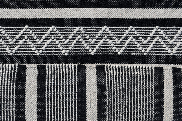 Homeroots 8' X 10' Black And White Wool Geometric Stripe Hand Loomed Area Rug  Wool 554699
