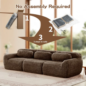 English Elm 114''soft Plush Modular Sectional Sofa with Cloud Cushions for Living Room Theater Chocolate W714S01540
