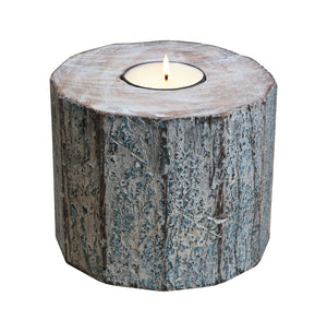 HomeRoots 5" Rustic Solid Wood Tealight Candle Holder - Handcrafted, Whitewashed Charm for Cozy Décor 554700