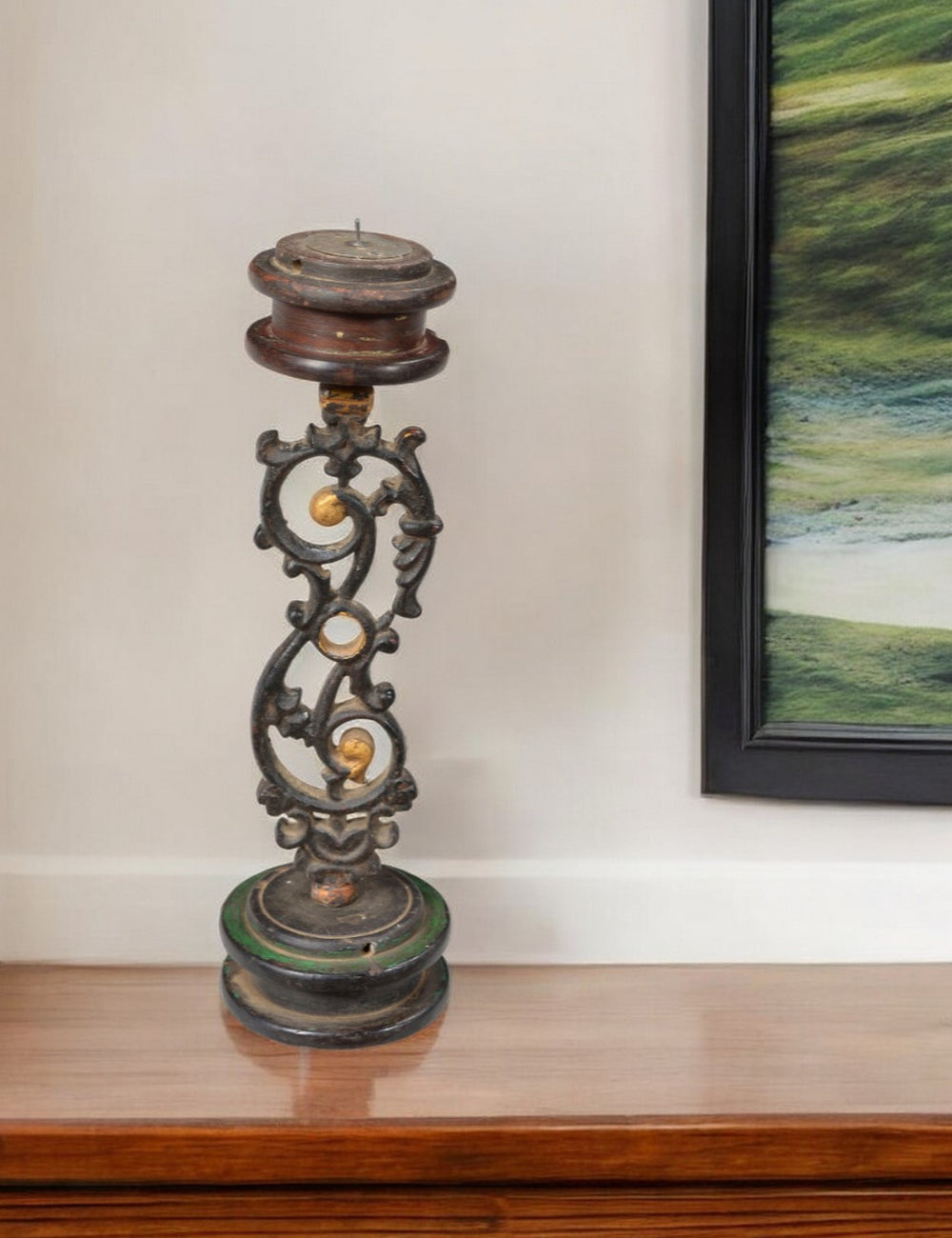 Homeroots 16" Black Distressed Floral Metal Tabletop Tealight Candle Holder For Rustic Home Decor Charm   554702