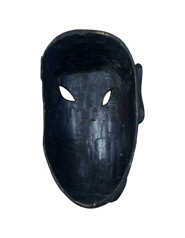 Homeroots 10" Black Solid Wood Decorative Mask Tabletop Sculpture  Solid Wood 554704
