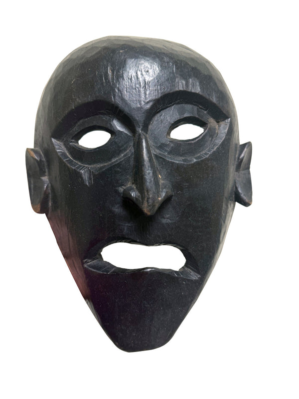 Homeroots 11" Black Solid Wood Decorative Mask Tabletop Sculpture  Solid Wood 554705