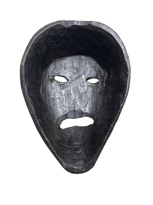 Homeroots 11" Black Solid Wood Decorative Mask Tabletop Sculpture  Solid Wood 554705