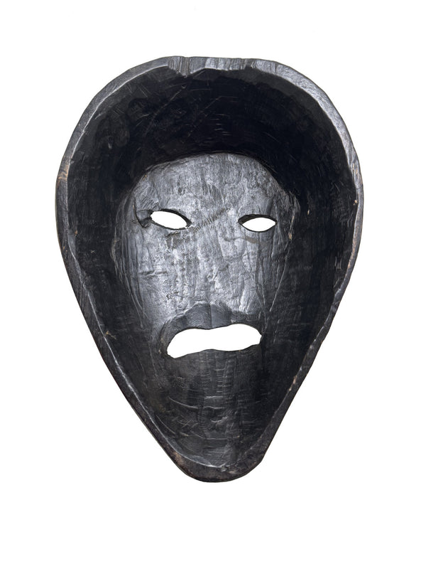 Homeroots 11" Black Solid Wood Decorative Mask Tabletop Sculpture  Solid Wood 554705