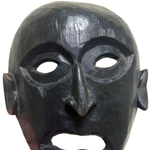 Homeroots 11" Black Solid Wood Decorative Mask Tabletop Sculpture  Solid Wood 554705
