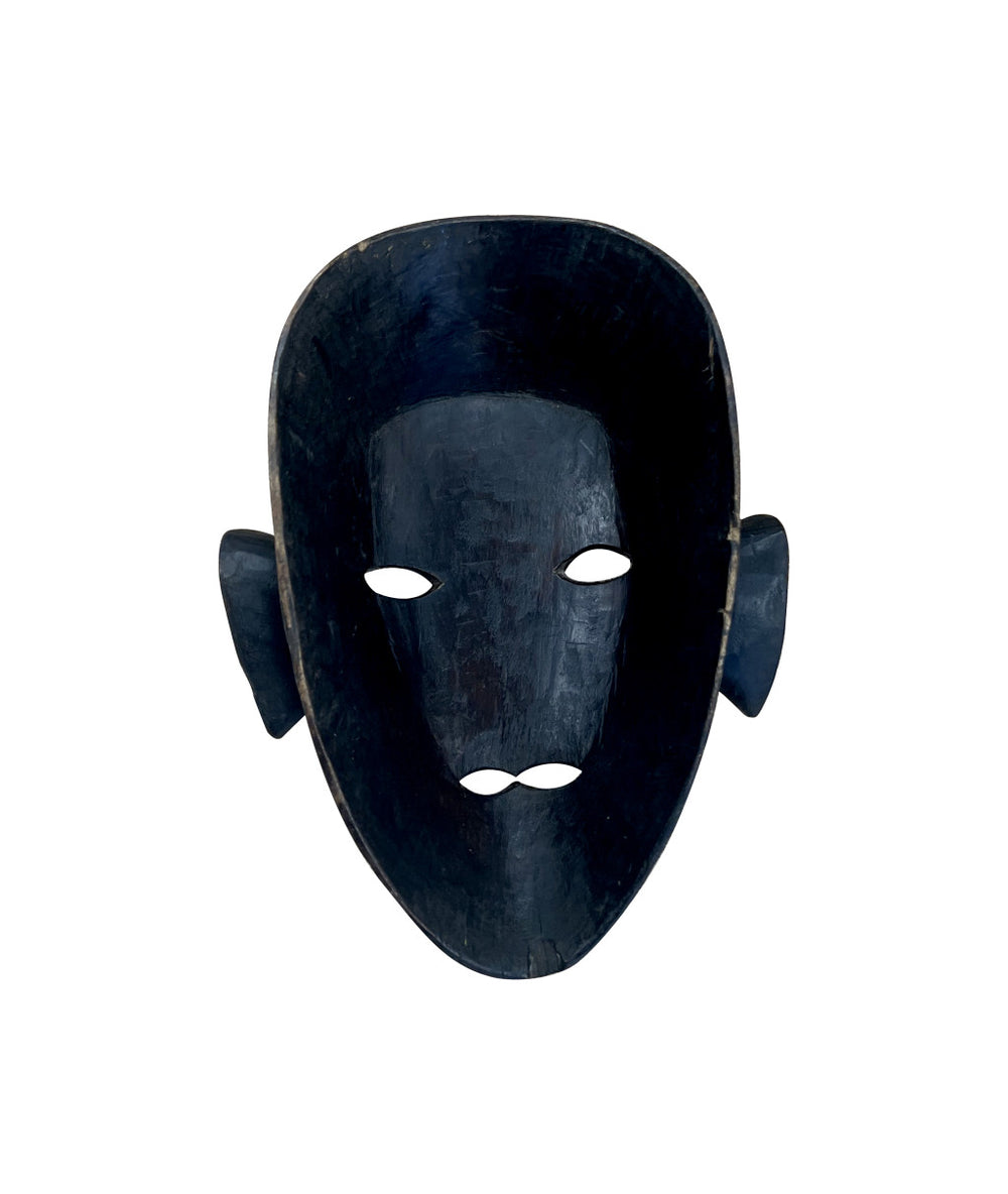 Homeroots 11" Black Solid Wood Decorative Mask Tabletop Sculpture  Solid Wood 554706