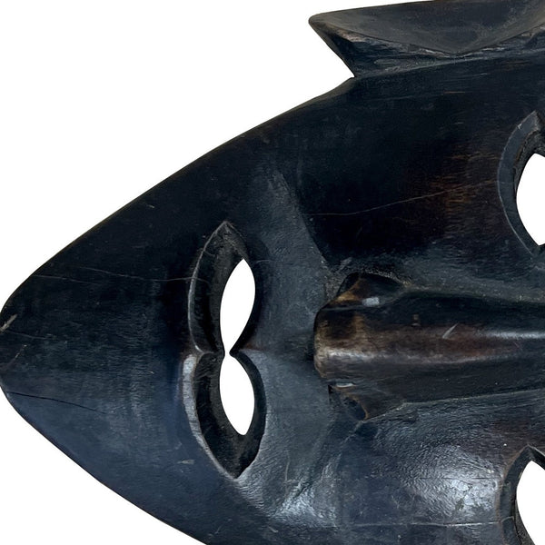 Homeroots 11" Black Solid Wood Decorative Mask Tabletop Sculpture  Solid Wood 554706