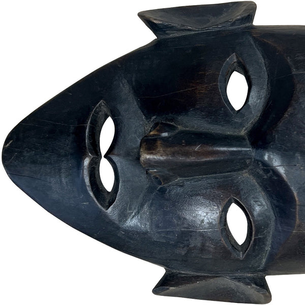 Homeroots 11" Black Solid Wood Decorative Mask Tabletop Sculpture  Solid Wood 554706