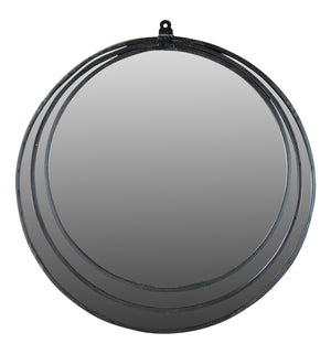 Homeroots 22" Black Round Metal Framed Accent Mirror  Metal 554707