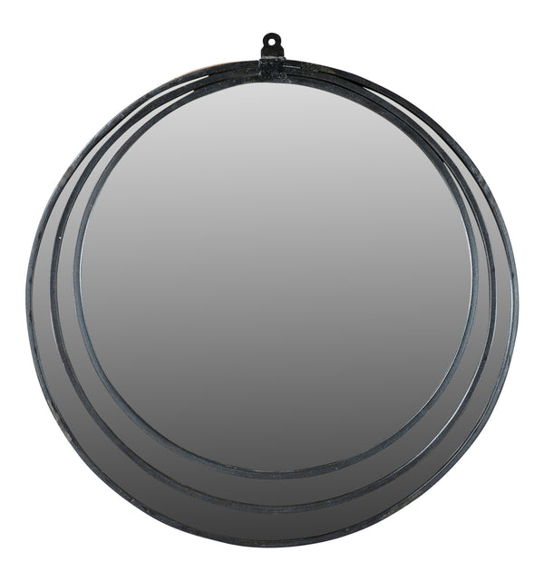 Homeroots 22" Black Round Metal Framed Accent Mirror  Metal 554707
