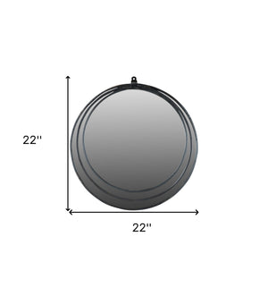 Homeroots 22" Black Round Metal Framed Accent Mirror  Metal 554707