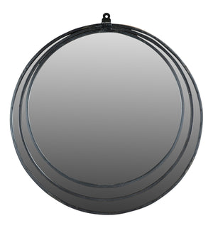 Homeroots 22" Black Round Metal Framed Accent Mirror  Metal 554707