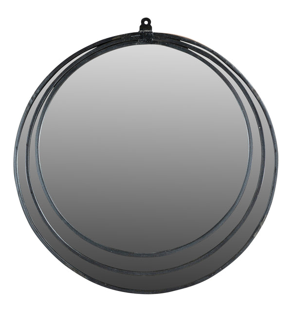 Homeroots 22" Black Round Metal Framed Accent Mirror  Metal 554707
