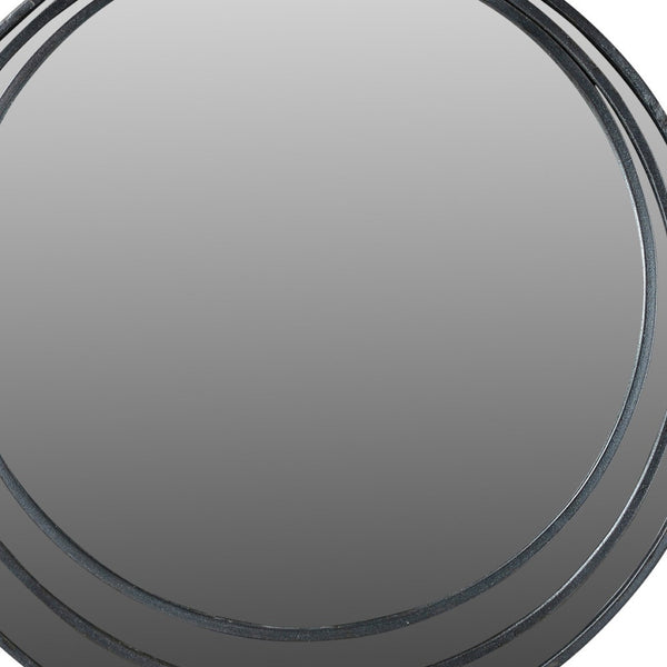 Homeroots 22" Black Round Metal Framed Accent Mirror  Metal 554707