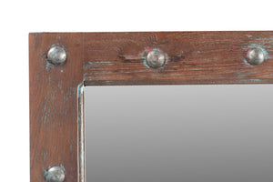 HomeRoots 60" Rustic Windowpane Accent Mirror - Handcrafted Solid Wood Frame with Distressed Vintage Charm 554709